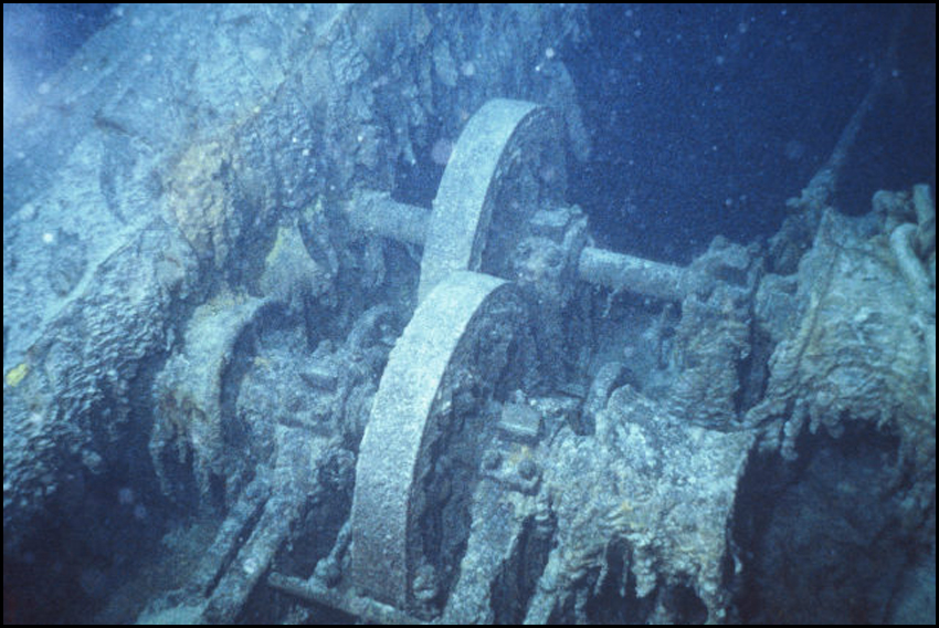 Winches on forward deck of RMS Titanic